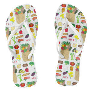 Greenmarket Grocery Shopping Fruit Vegetable Foods Flip Flops