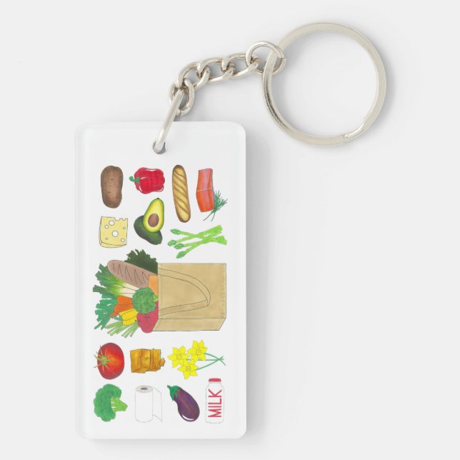 Greenmarket Grocery Shopping Fruit Vegetable Foods Keychain (Back)
