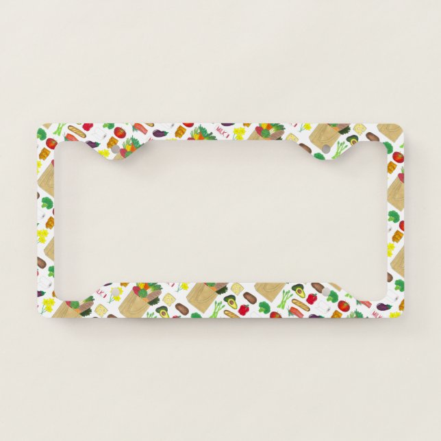Greenmarket Grocery Shopping Fruit Vegetable Foods License Plate Frame (Front)