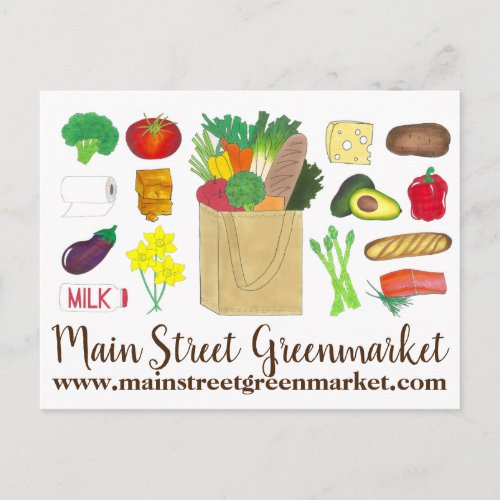 Greenmarket Grocery Shopping Fruit Vegetable Foods Postcard