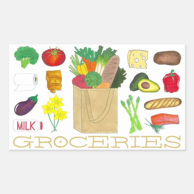 Greenmarket Grocery Shopping Fruit Vegetable Foods Rectangular Sticker (Front)