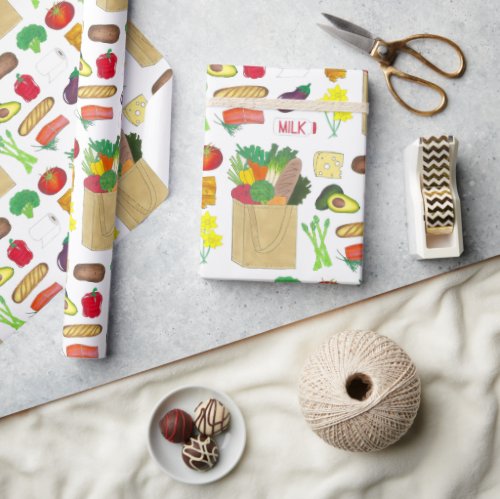 Greenmarket Grocery Shopping Fruit Vegetable Foods Wrapping Paper