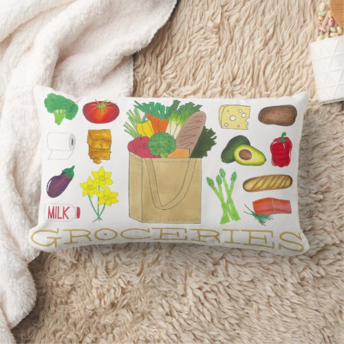 Greenmarket Grocery Store Fruit Vegetable Market Lumbar Pillow