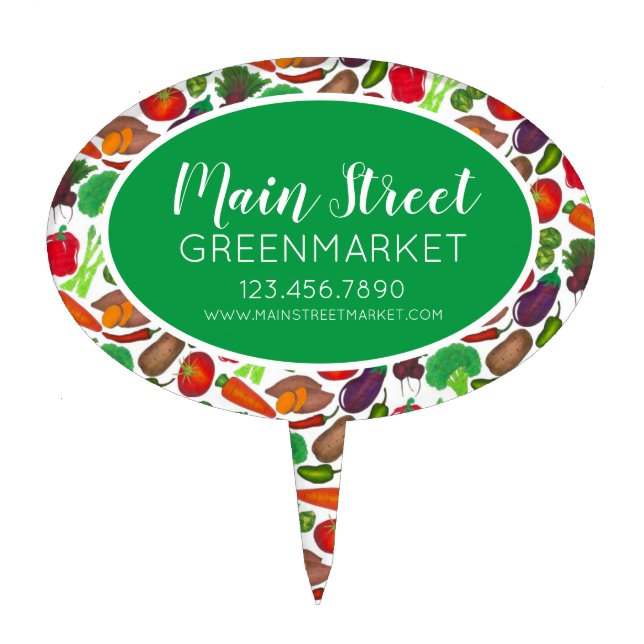 Greenmarket Grocery Store Vegetable Garden Produce Cake Topper (Front)