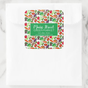 Greenmarket Grocery Store Vegetable Garden Produce Square Sticker