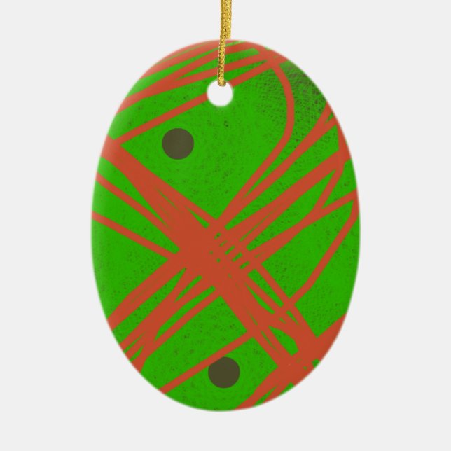 greennery abstract art ceramic ornament (Front)