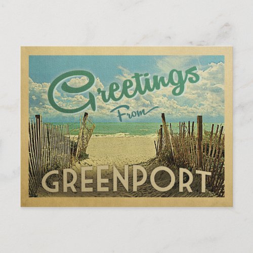 Greenport Postcard Beach Vintage Travel Postcard