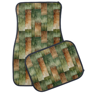 Greens and Brown Paint Wash Car Floor Mat