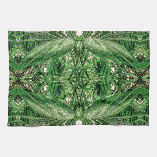 Greens and Raindrops Pattern Kitchen Towel