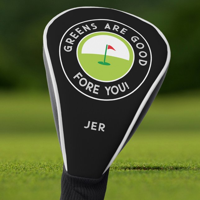 Greens Are Good Fore You Monogrammed Golf Head Cover (Greens Are Good Fore You Monogrammed Golf Head Cover)