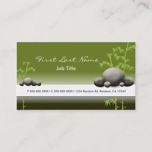 Greens bamboo rock spa business cards (Front)