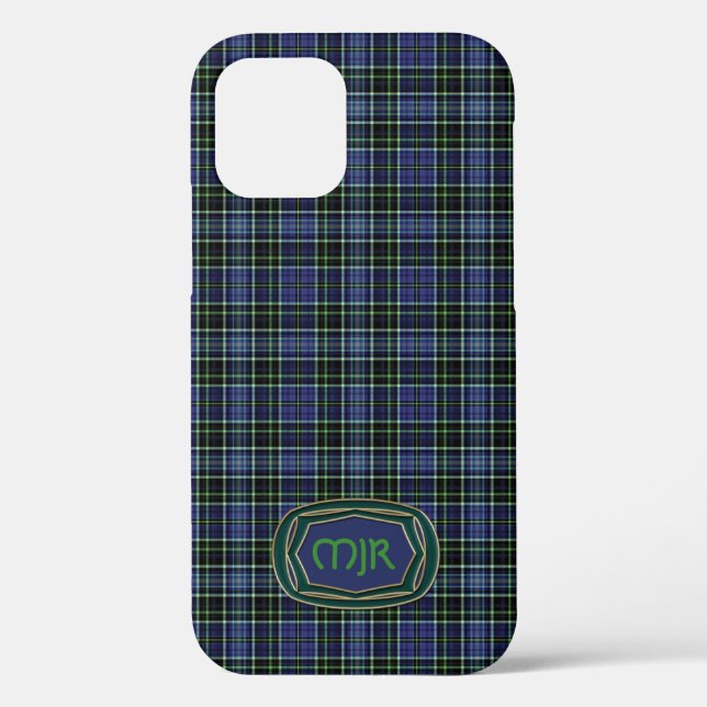 Greens Blues Scottish-style Tartan Plaid Monogram  Case-Mate iPhone Case (Back)