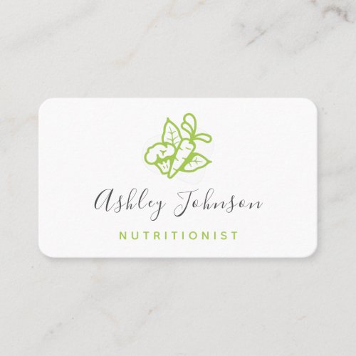 Greens Carrot  Broccoli Nutritionist Social Media Business Card