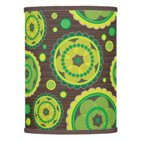 Greens Golds Browns Retro Groovy Abstract Floral Lamp Shade