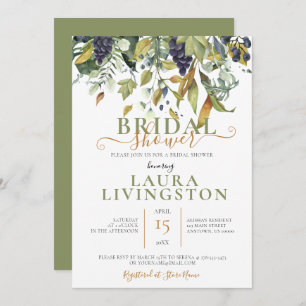 Greens & Grapes, Wedding Bridal Shower Invitation