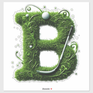 Greens Grass Letter B With Golf Ball, Club Sticker