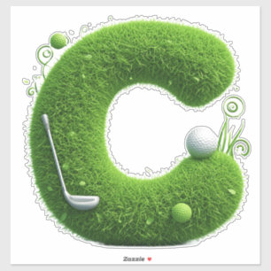 Greens Grass Letter C With Golf Ball, Club Sticker