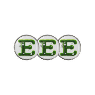 Greens Grass Letter E With Golf Ball, Club Ball Marker