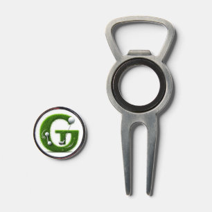Greens Grass Letter G With Golf Ball, Club Divot Tool