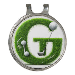 Greens Grass Letter G With Golf Ball, Club Hat Clip