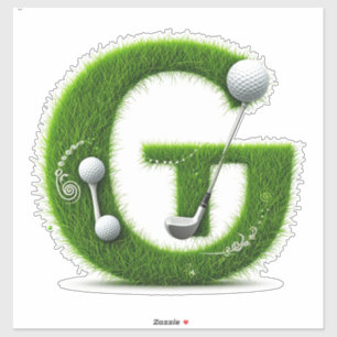 Greens Grass Letter G With Golf Ball, Club Sticker