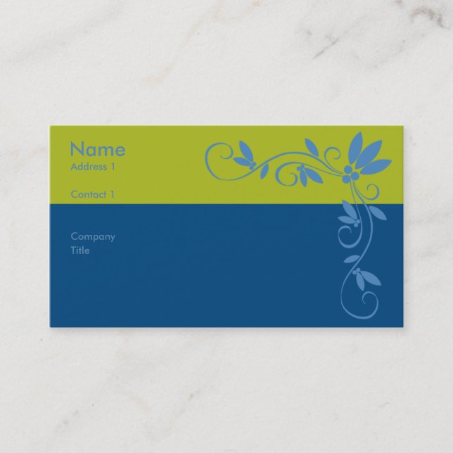 Greens With Blue Business Cards (Front)
