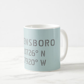 Greensboro NC Latitude and Longitude Coordinates Coffee Mug