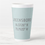 Greensboro NC Latitude and Longitude Coordinates  Latte Mug