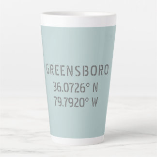 Greensboro NC Latitude and Longitude Coordinates Latte Mug