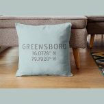 Greensboro NC Latitude and Longitude Coordinates  Throw Pillow