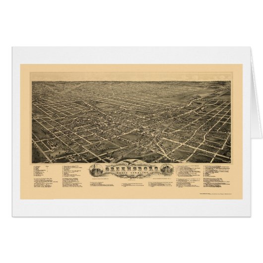 Greensboro, NC Panoramic Map - 1891 Cards (Front Horizontal)