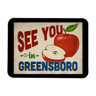 Greensboro North Carolina Apple - Vintage Travel Magnet
