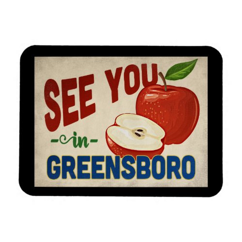 Greensboro North Carolina Apple _ Vintage Travel Magnet