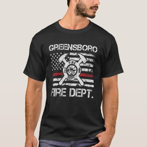 Greensboro North Carolina Fire Department Thin Red T_Shirt