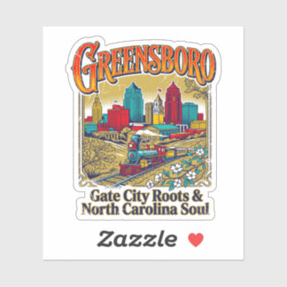 Greensboro North Carolina Gate City Skyline Sticker