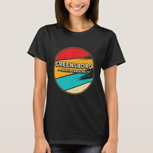 Greensboro North Carolina Retro Vintage Sunset Us  T_Shirt