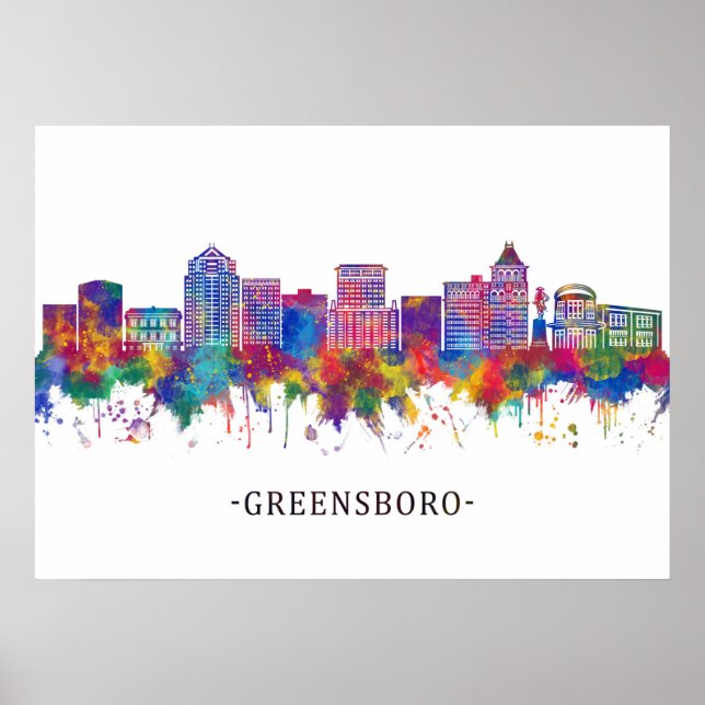 Greensboro North Carolina Skyline Poster (Front)
