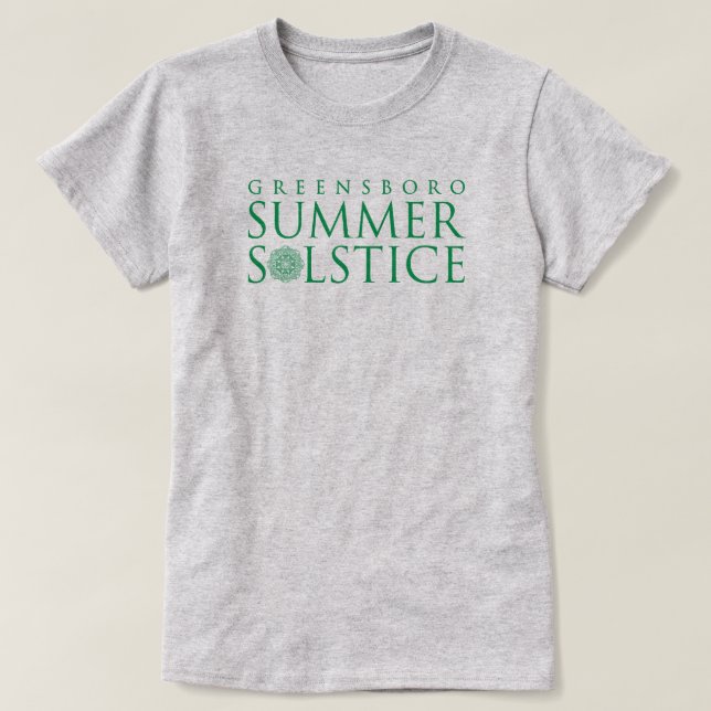 Greensboro Summer Solstice Simple Green on Gray T-Shirt (Design Front)