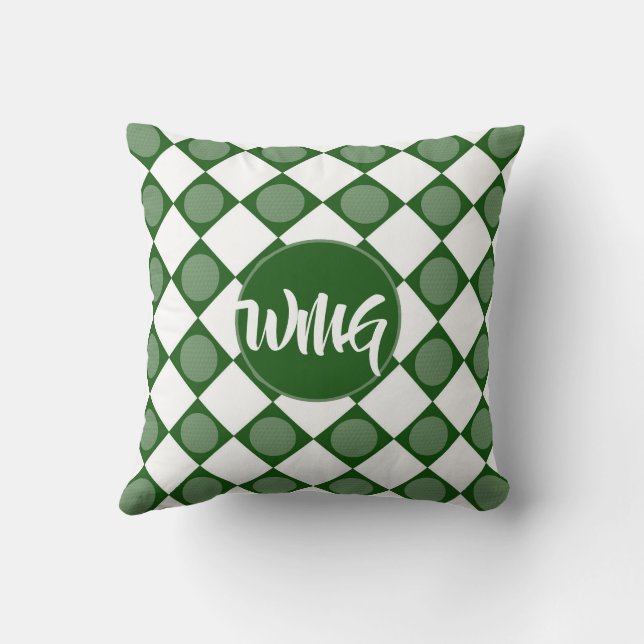 Greenscape Custom Monogram Golf Throw Pillow (Back)
