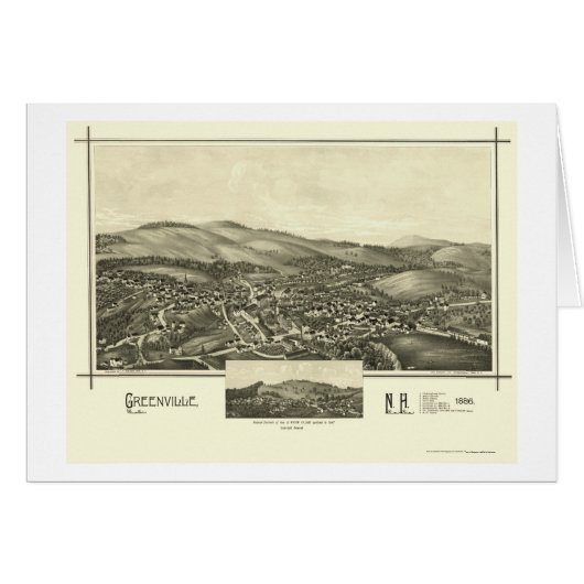 Greenville, NH Panoramic Map - 1886 Cards (Front Horizontal)