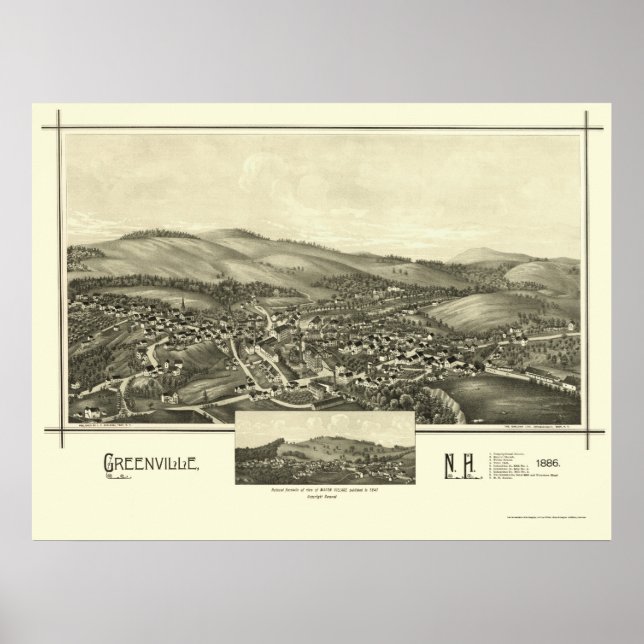 Greenville, NH Panoramic Map - 1886 Poster (Front)