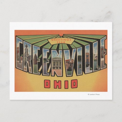 Greenville Ohio _ Large Letter Scenes Postcard