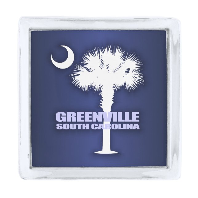 Greenville SC (Palmetto & Crescent) Silver Finish Lapel Pin (Front)