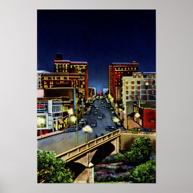 Greenville South Carolina at Night Poster (Front)