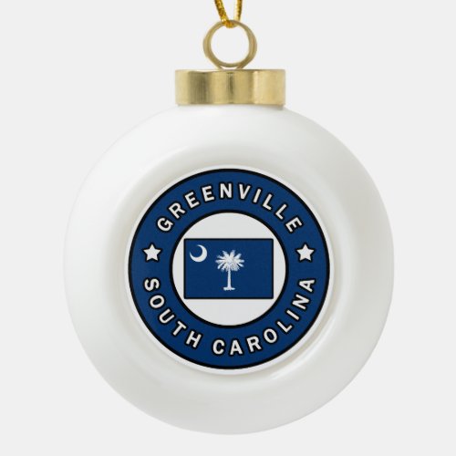 Greenville South Carolina Ceramic Ball Christmas Ornament