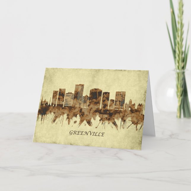 Greenville South Carolina Cityscape Holiday Card (Front)