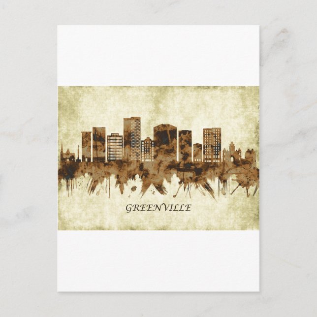 Greenville South Carolina Cityscape Invitation Postcard (Front)