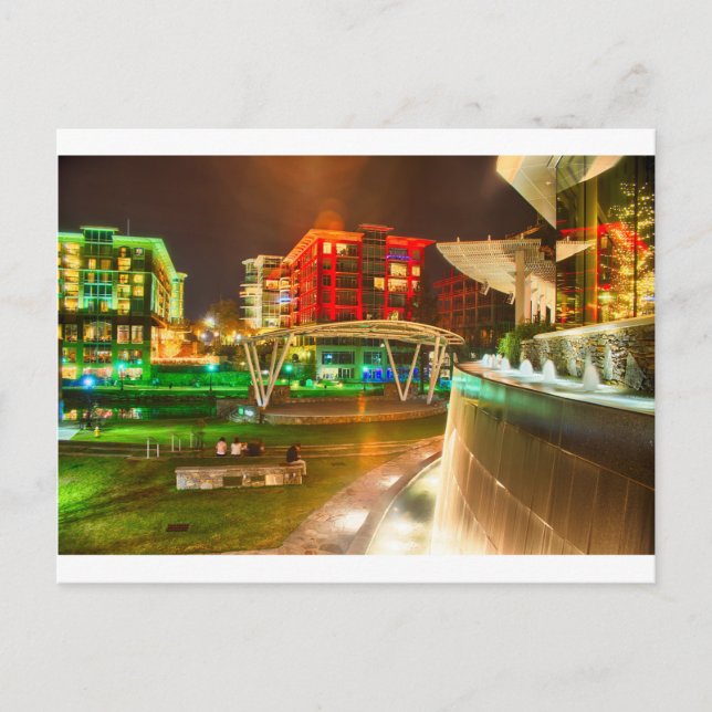 greenville,south,carolina,downtown,city,night,sout postcard (Front)