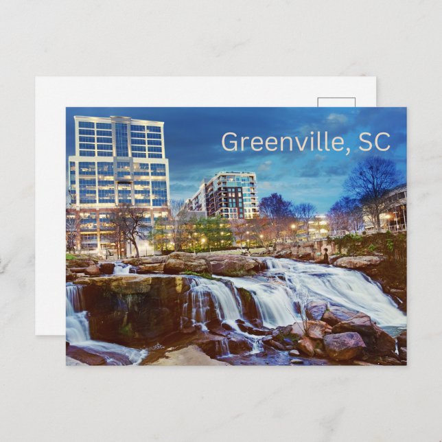 Greenville, South Carolina Downtown Reedy River Postcard (Front/Back)