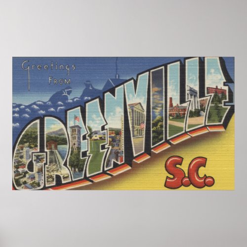 Greenville South Carolina _ Large Letter Scenes 2 Poster